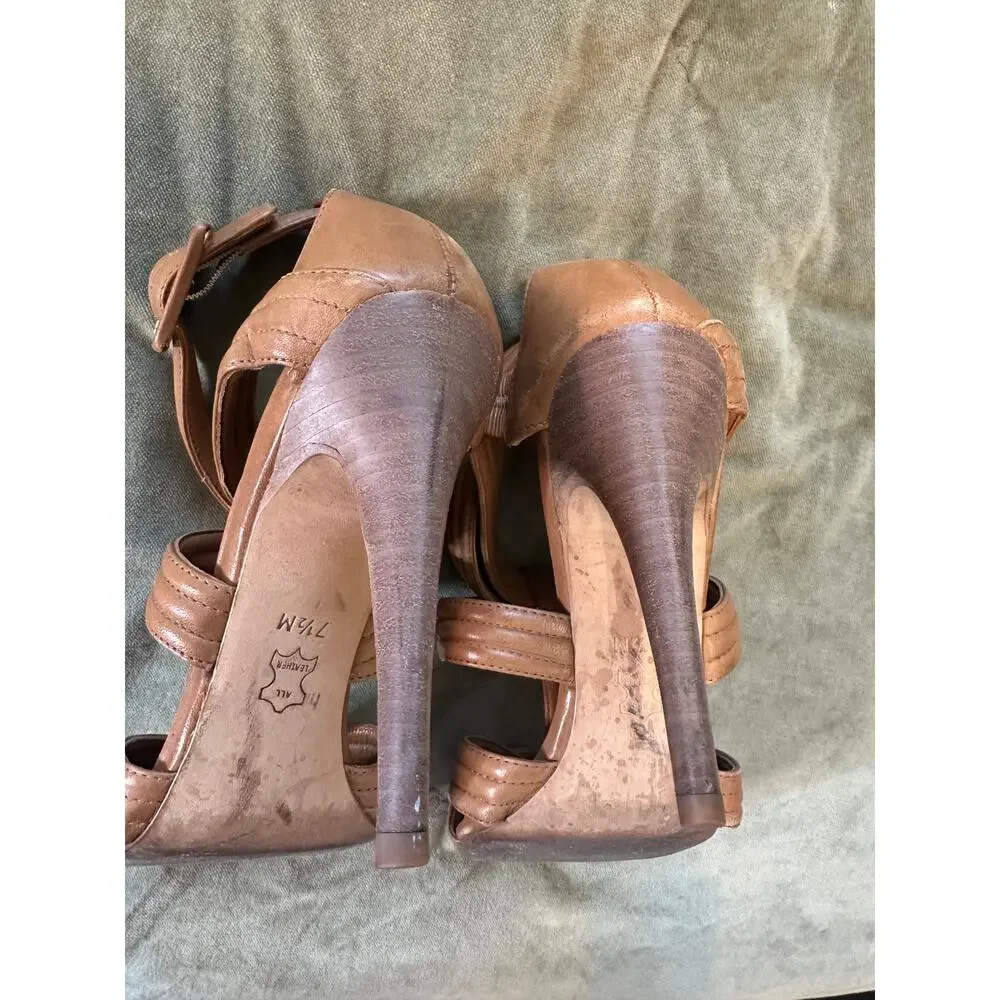 Tory Burch Liv Strappy High Heel Tan Sandals 7.5